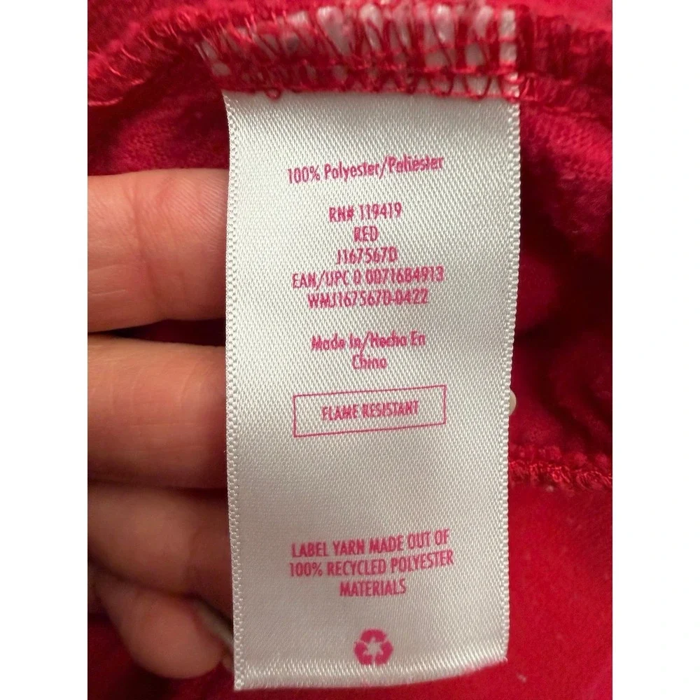 Justice Girls Red Fleece Pajama Set Peace Love Sleep Size M‎ Cozy